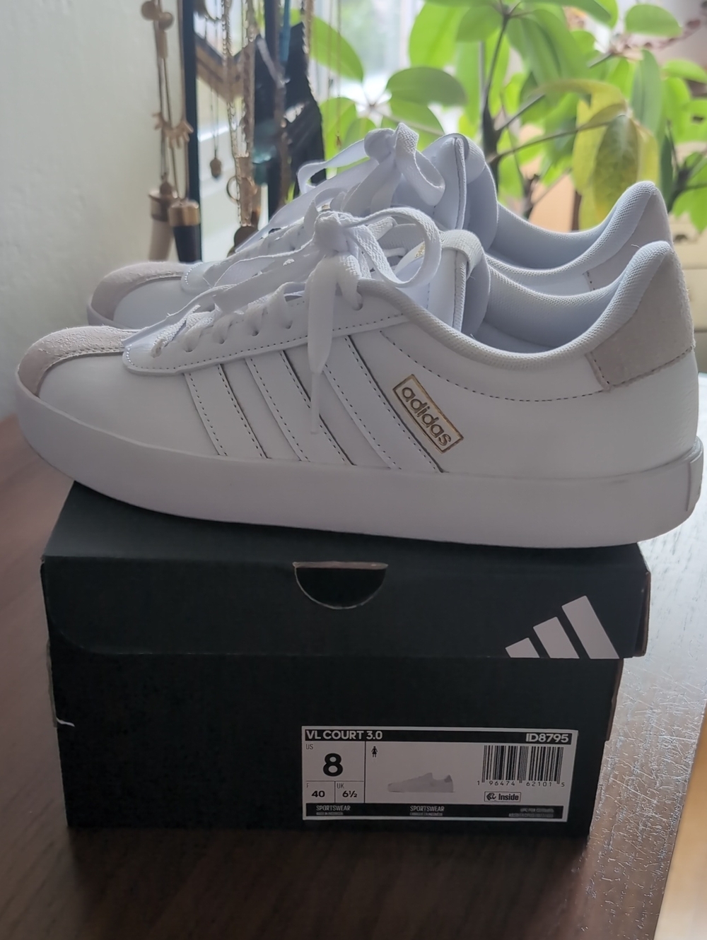 adidas Womens White VL court Low-Top Sneakers Cloud White/Cloud White/Grey